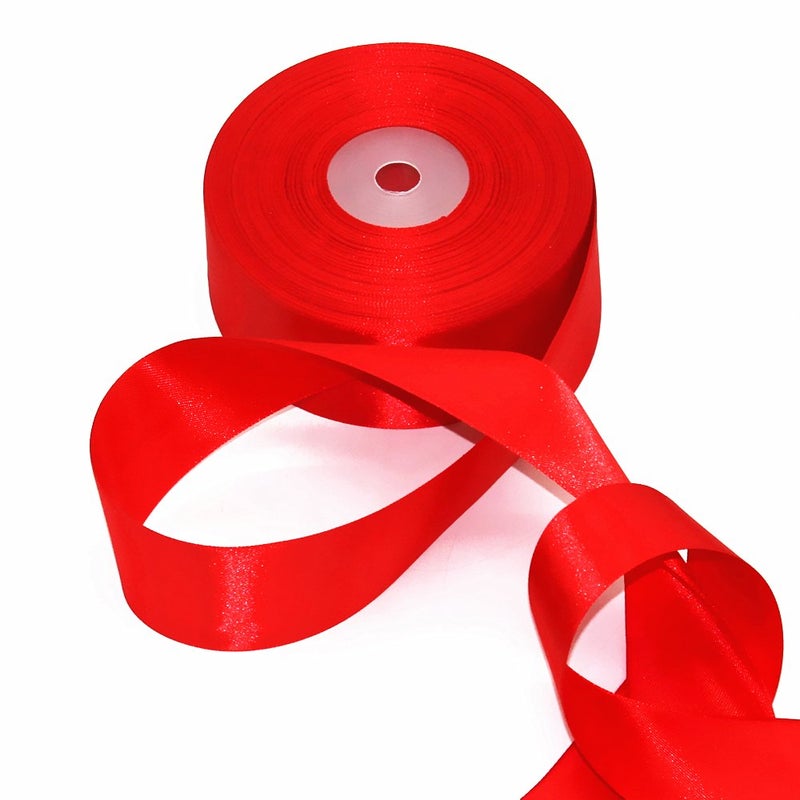 Model Worker 1-1/2" Wide Solid Single Face Satin Ribbon 50 Yards for Wedding Details, Sewing Projects, Gift Wrapping, Invitation Embellishments and Crafting Projects (Red) - Image 2